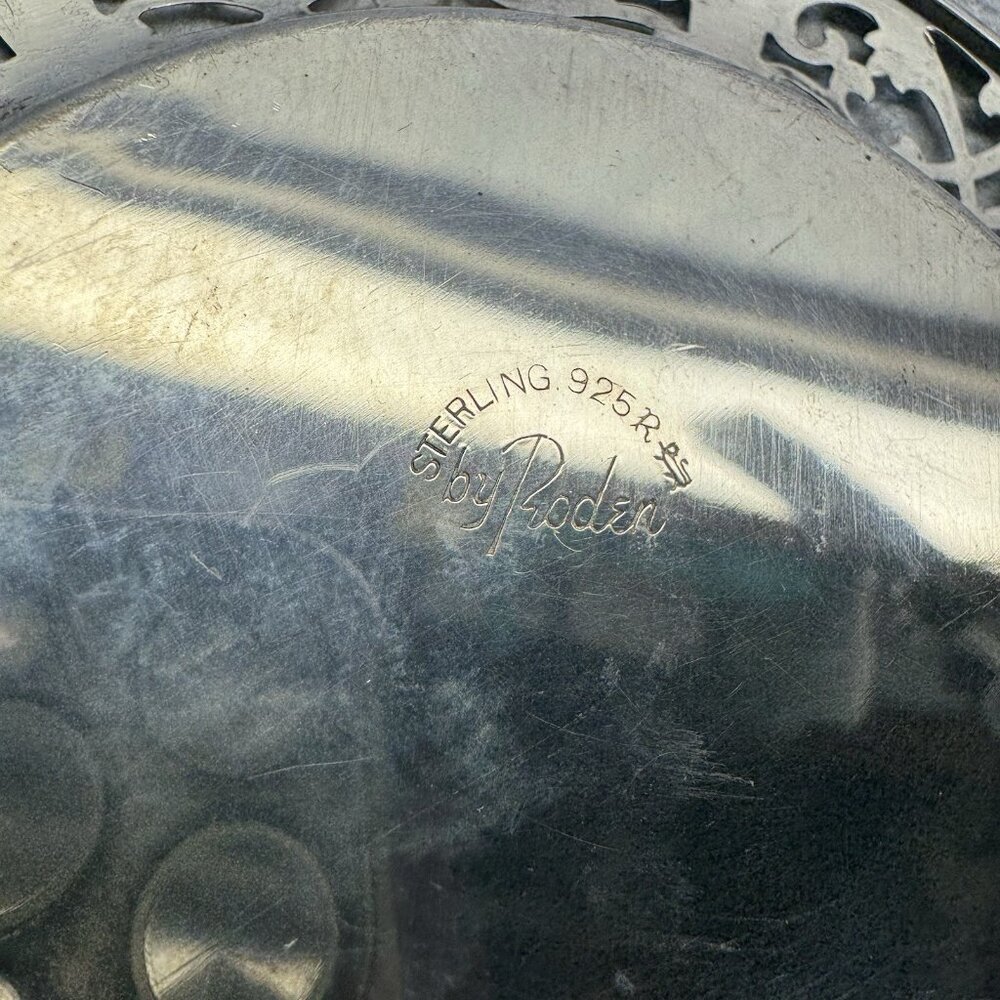 Vtg Roden Brother Sterling Silver Ashtray With Glass Insert 53 Grams 1.9 Fl Oz - Picture 10 of 11